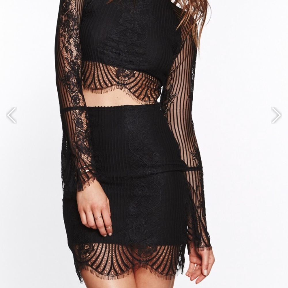 For Love And Lemons Black Lace Mini Skirt
